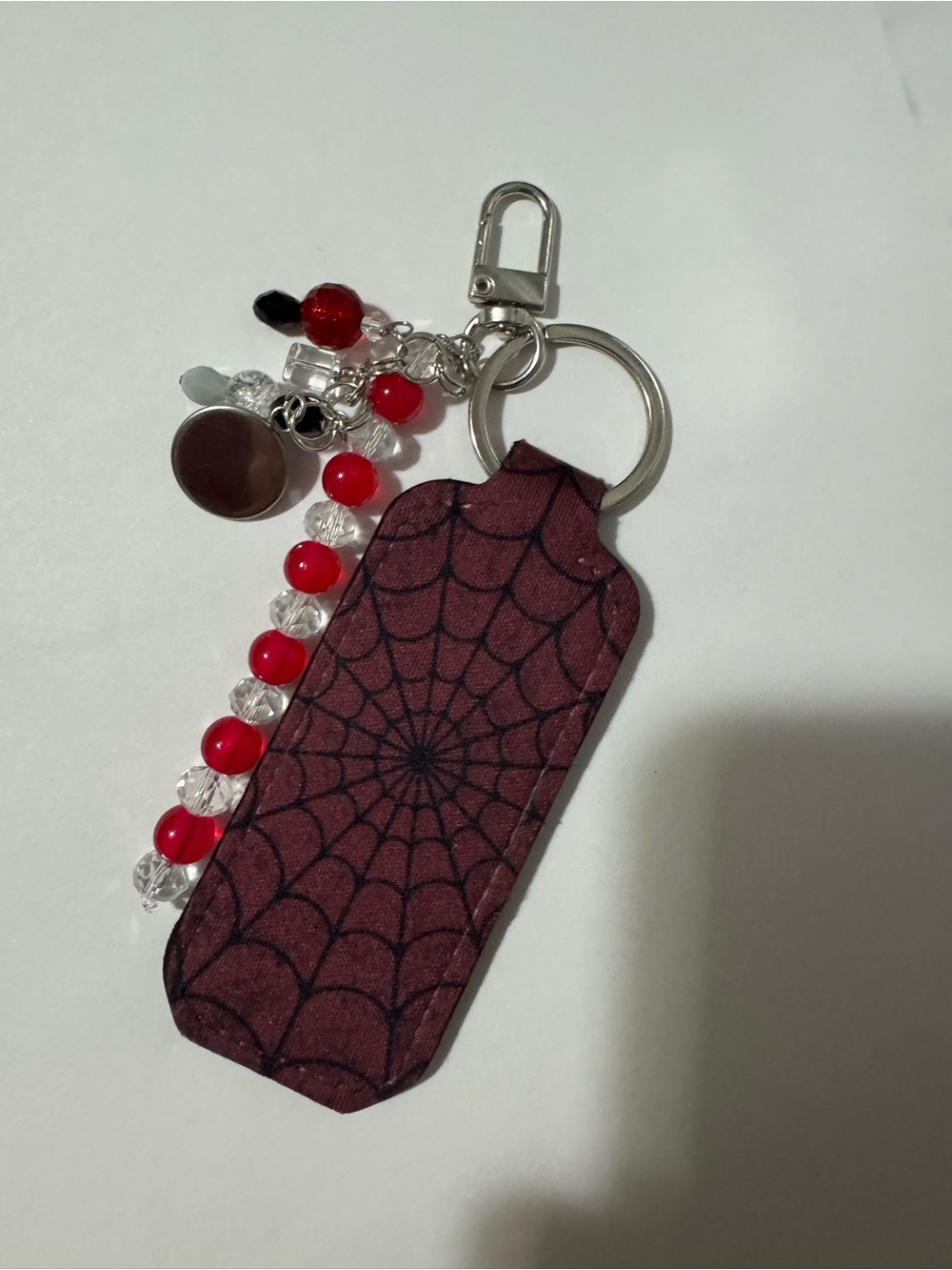 Spiderweb Pattern Keychain with Bead Tassel